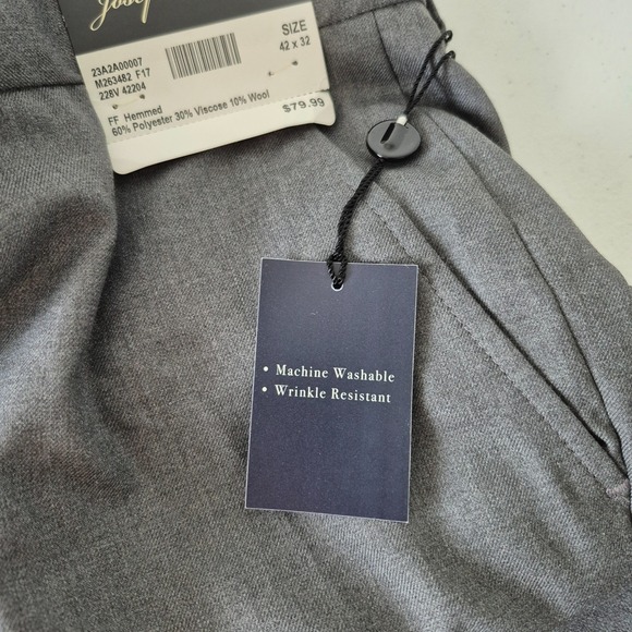 Joseph‎ & Feiss Pants Mens 41x31 (T42x32) Gray Poly Wool Classic Fit  Dress NEW - Picture 9 of 13